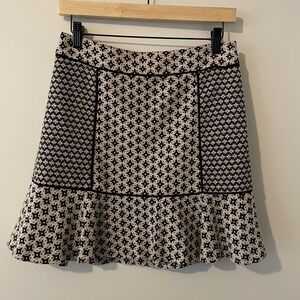 Loft Stretch Knit Patterned Peplum Skirt Sz 4 Minimalist Preppy Classic Corpcore